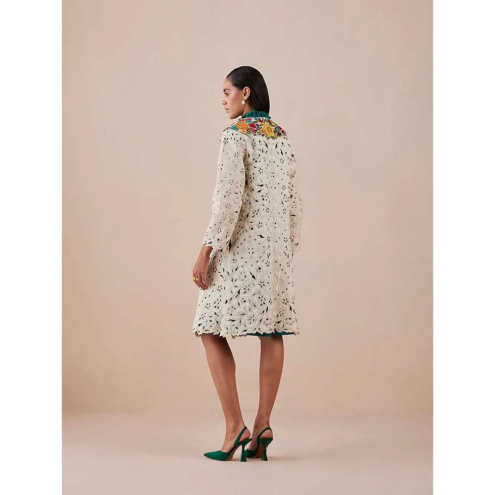 CHANDRIMA Ivory Quilted And Cutwork Jacket