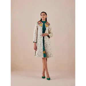 CHANDRIMA Ivory Quilted And Cutwork Jacket