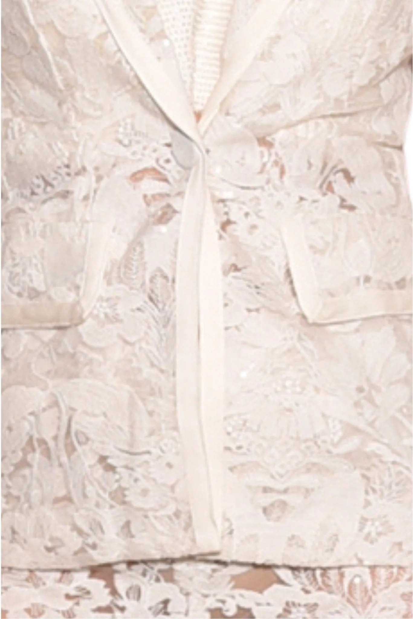 Heidi White Lace Floral Long Sleeve Blazer