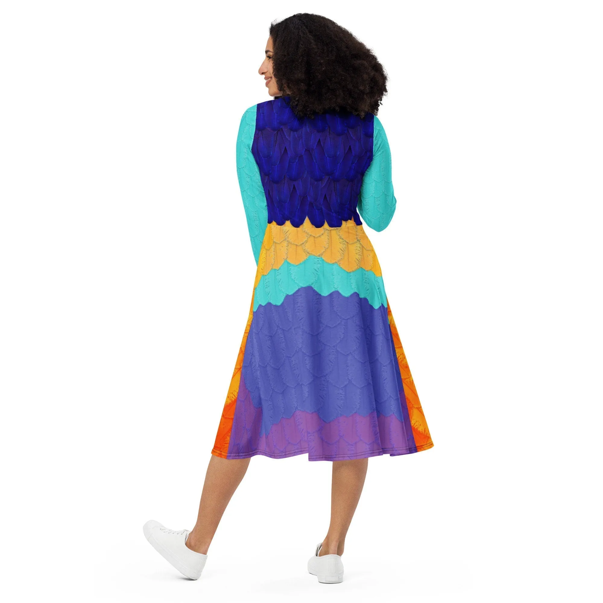 Kevin Inspired All-over print long sleeve midi dress