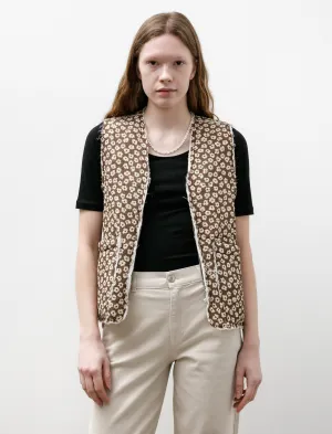 Liner Vest Seersucker Brown White Flower