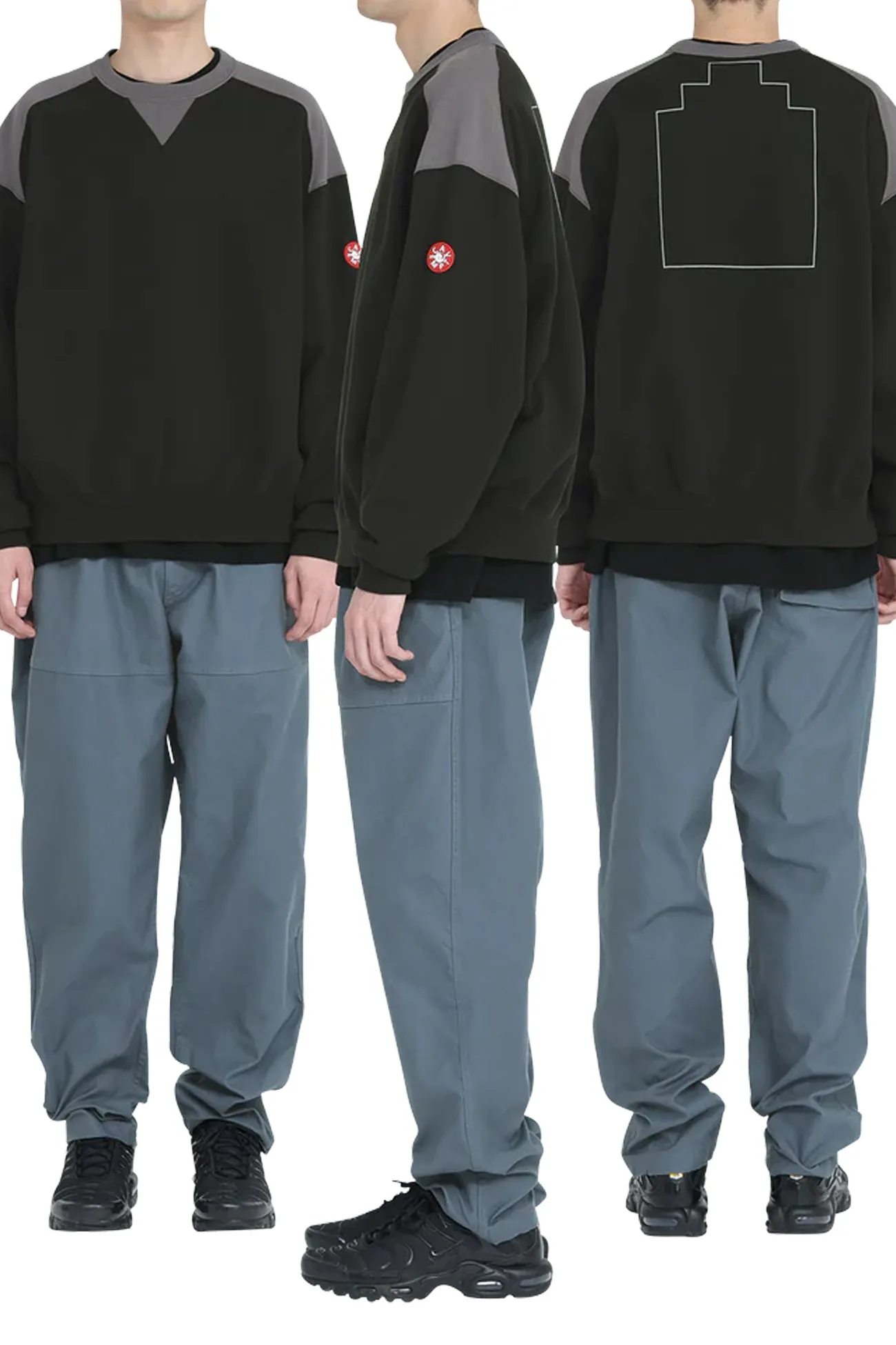 PANEL SHOULDER CREW NECK BLACK