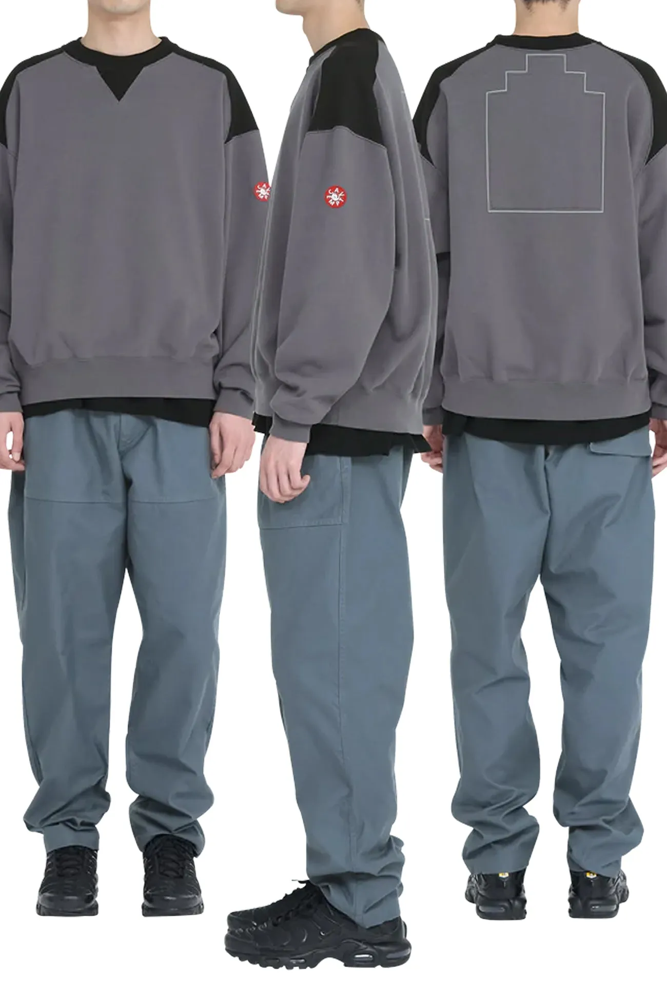 PANEL SHOULDER CREW NECK CHARCOAL