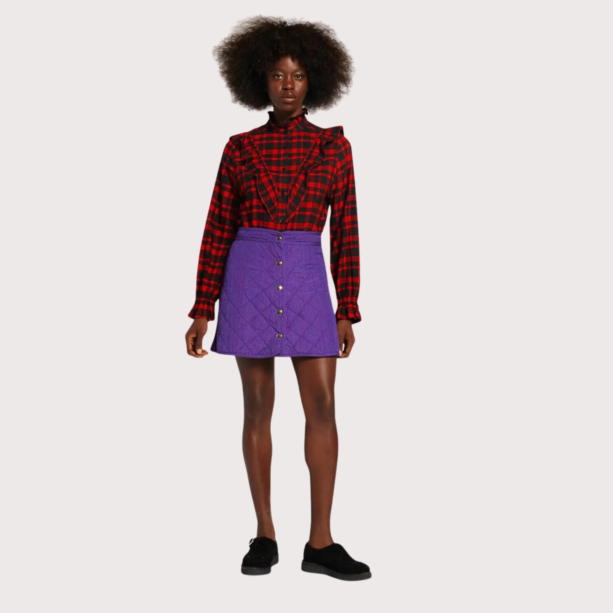Reversible Quilted Mini Skirt Maasai