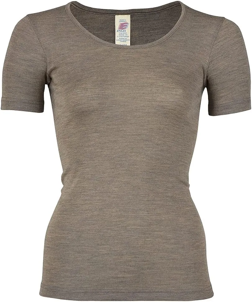 Women's Thermal Base Layer Top  Short Sleeve Moisture Wicking Merino Wool Silk Undershirt